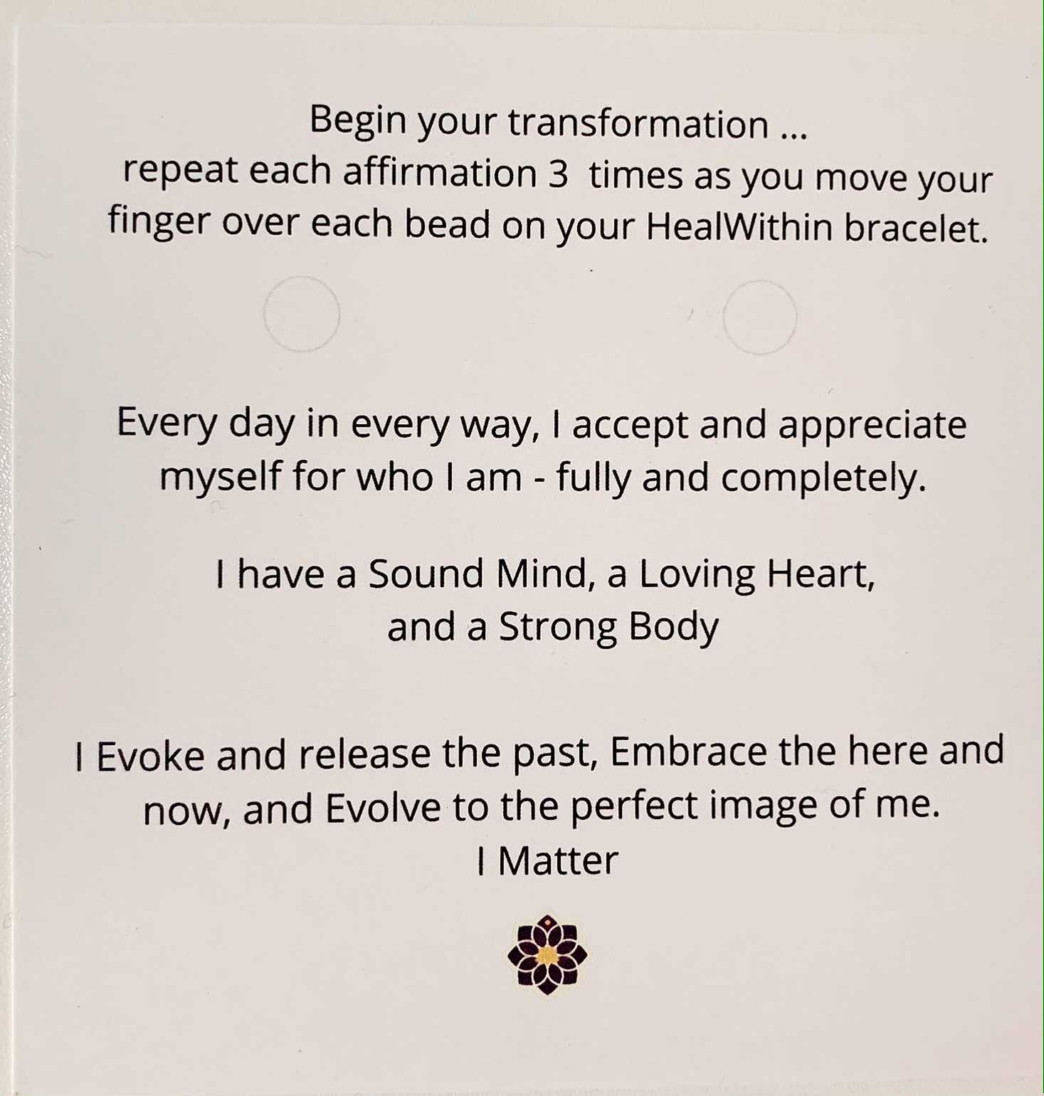 Meditation Bracelets with Affirmation Card