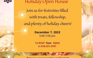 Open House and Holiday cheers December 7, 2023 5 to 7 pm